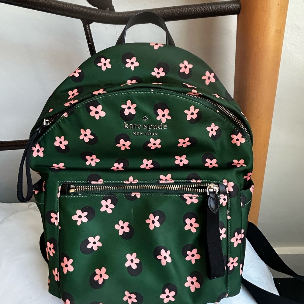 Kate Spade Green and Pink Floral Backpack